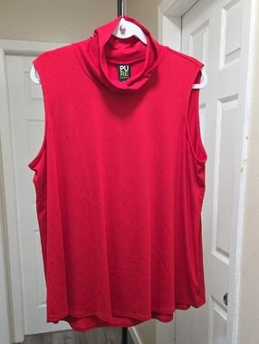 NWT Pure Essence Red Sleeveless Mock Neck Tank Top Plus Size